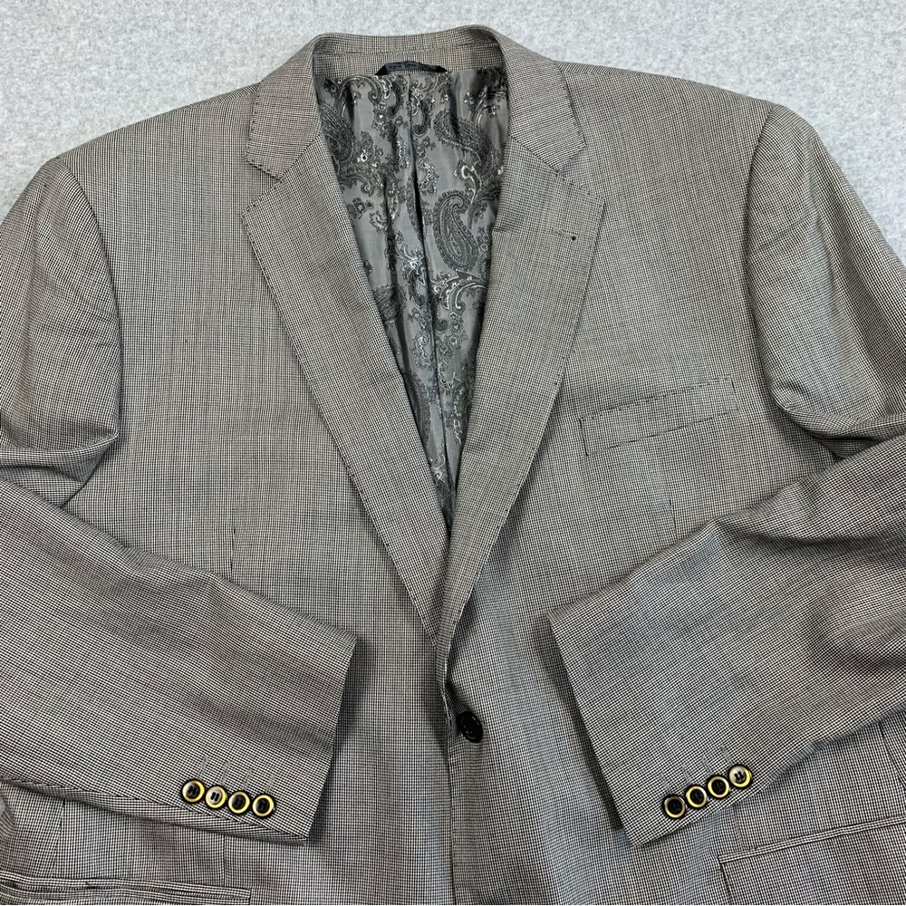 Manzini Uomo Super 150s Blazer Mens 50R Two Button Wool Viscose Grey Check Italy